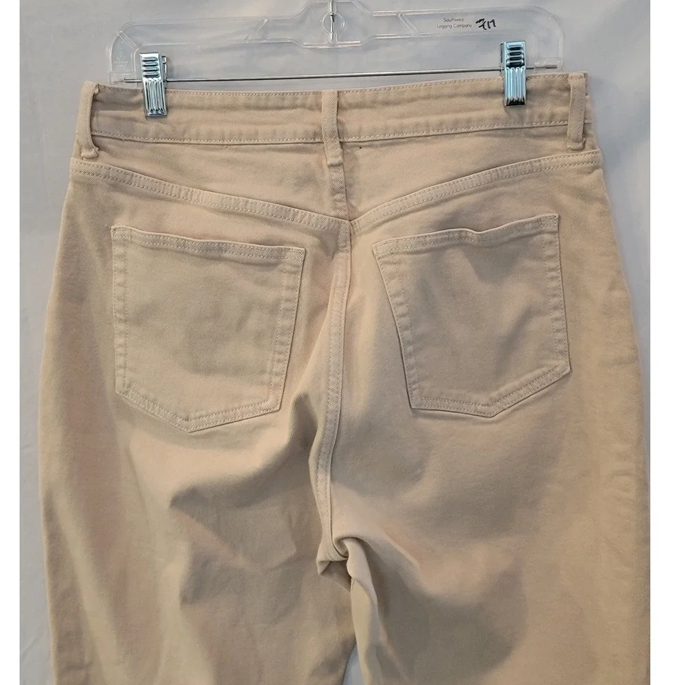 H&M Beige High Waisted Mom Jeans Tan Tapered Leg Denim‎ Pants Womens Size 12